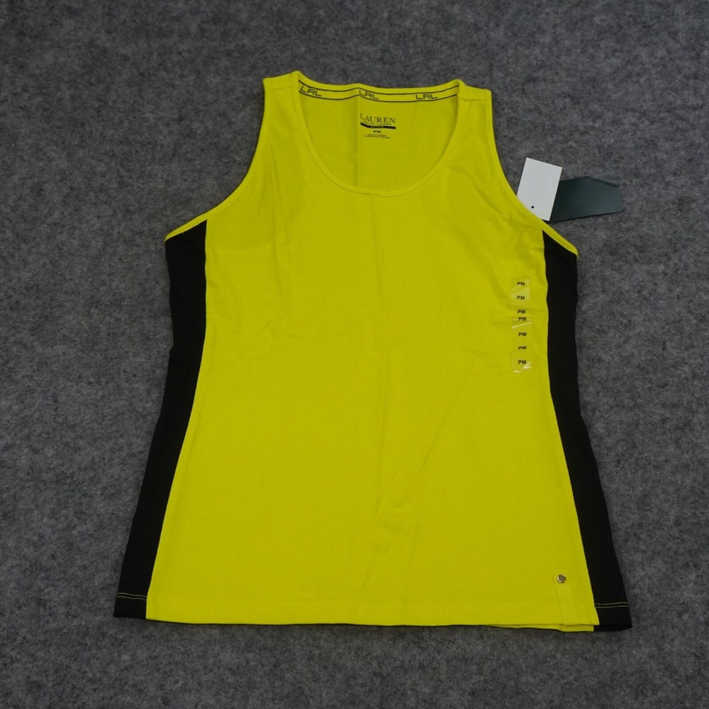 Ralph Lauren Active Tank Top Womens Petite Medium Athleisure Running Yellow C